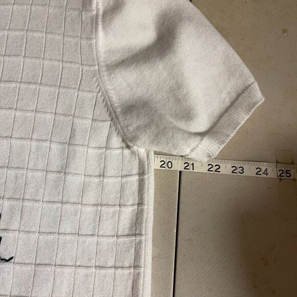 Vintage Alfred Dunner Floral Embroidered Short Sleeve Sweater - Size M - Picture 7 of 8